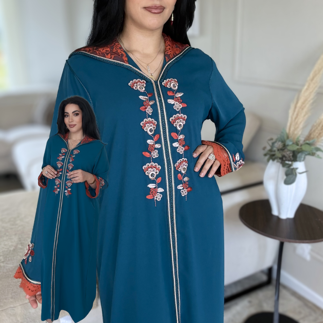 Jellaba Élégance Dentelle – Création Artisanale