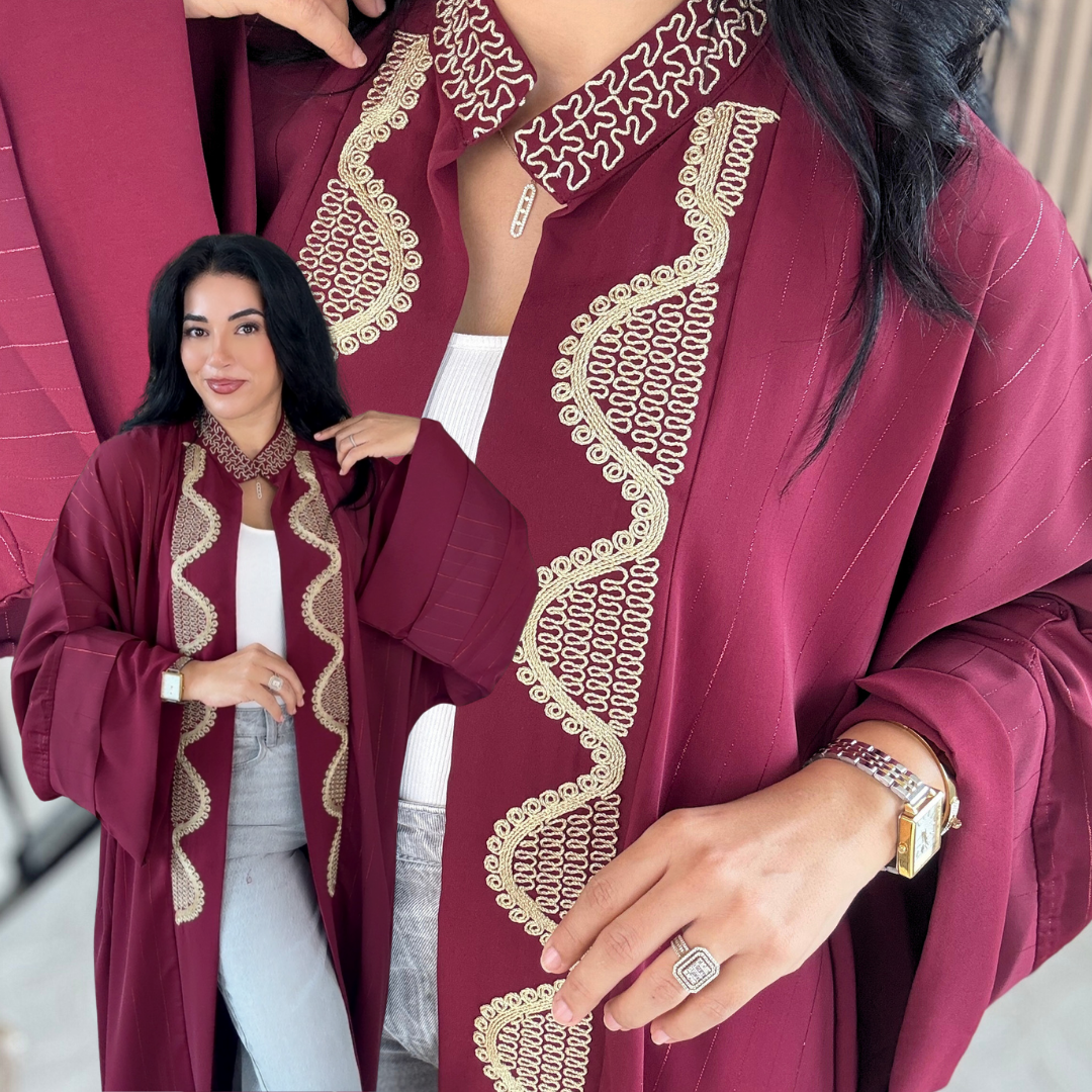 Kimono Swa9 Lmaalam – Élégance dorée en Crêpe