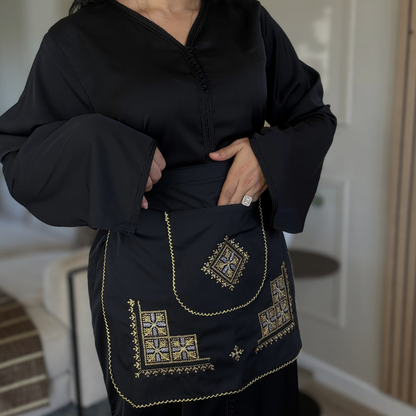 Tablier Traditionnel Marocain – Broderie Tarz 7ssab - Black Édition