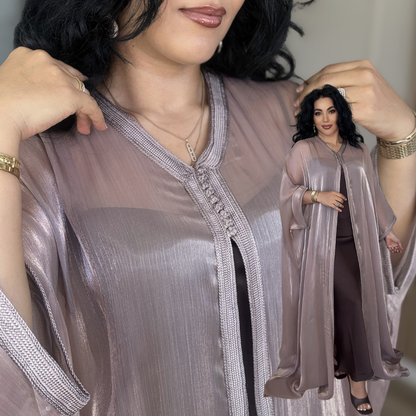 Cape Marocaine Fluide en Organza – Élégance Moderne - version longue