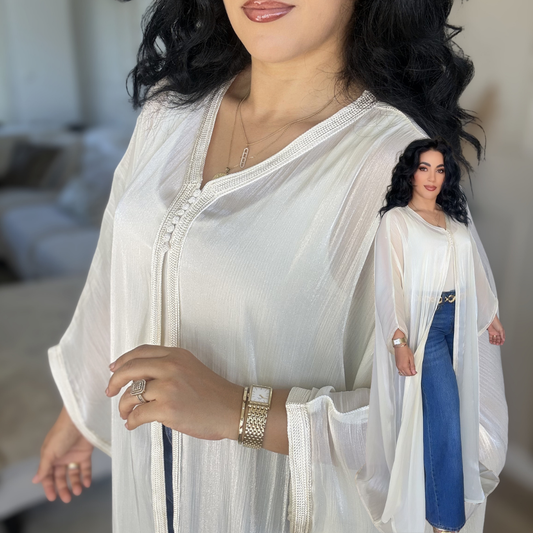Cape Marocaine Fluide en Organza – Élégance Moderne - version longue