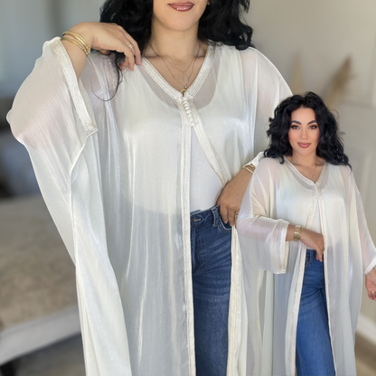 Cape Marocaine Fluide en Organza – Élégance Moderne - version longue