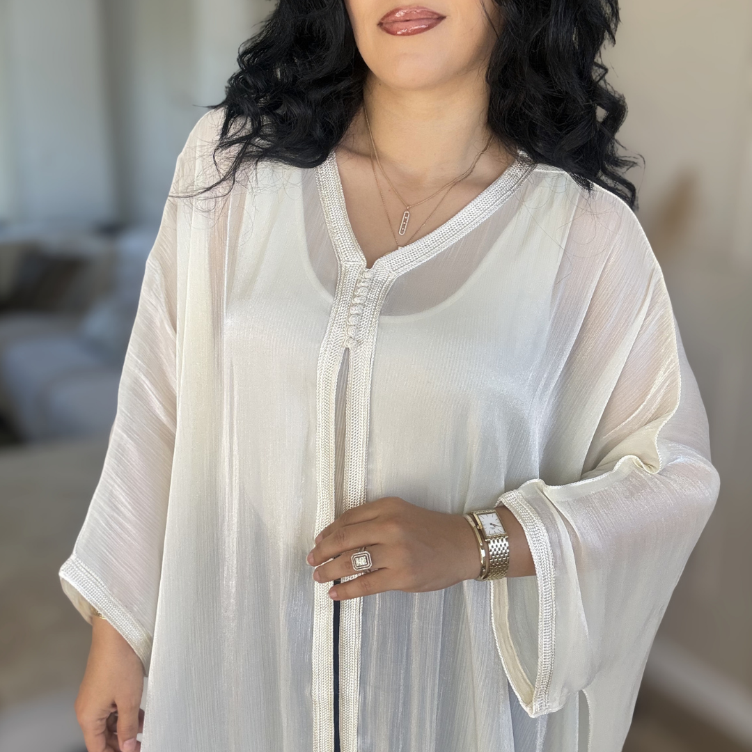 Cape Marocaine Fluide en Organza – Élégance Moderne - version longue