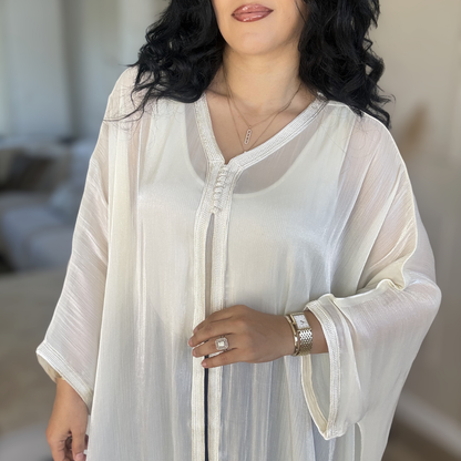 Cape Marocaine Fluide en Organza – Élégance Moderne - version longue