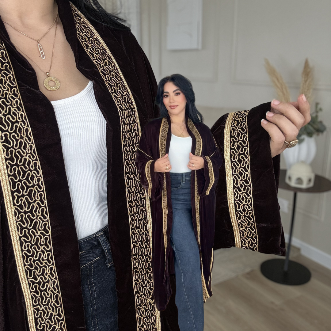 Kimono Signature en Velours – Skaali & Swa9 Lma3alam