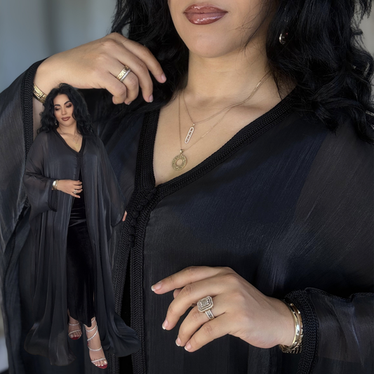 Cape Marocaine Fluide en Organza – Élégance Moderne - version longue