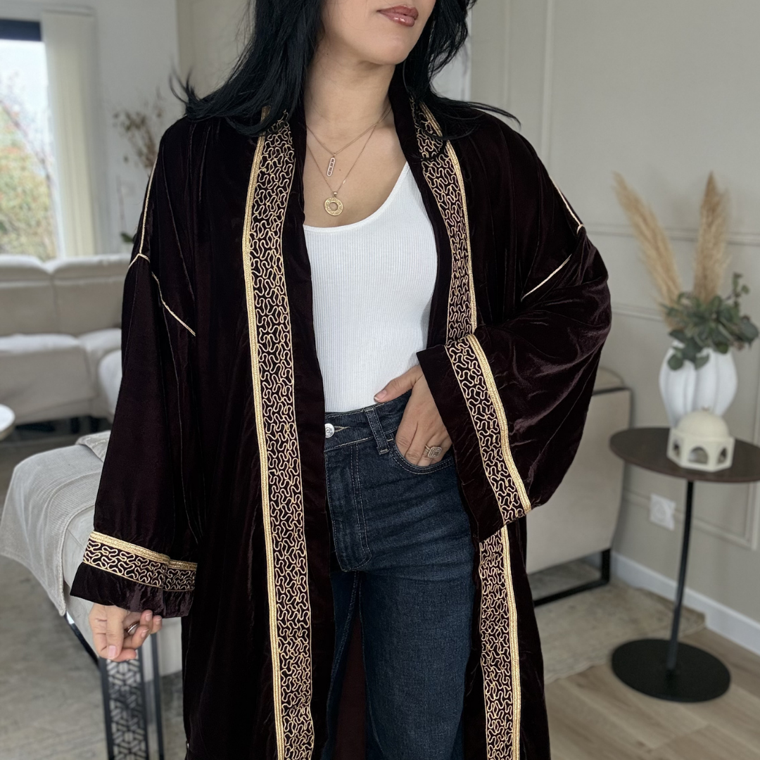 Kimono Signature en Velours – Skaali & Swa9 Lma3alam