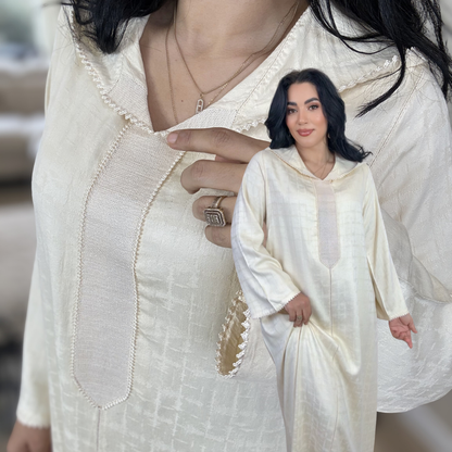 Jellaba Randa Bande Large – Élégance Artisanale