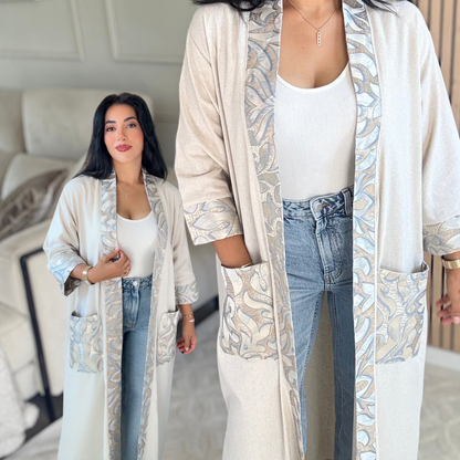 Kimono en lin – Détails Brocart