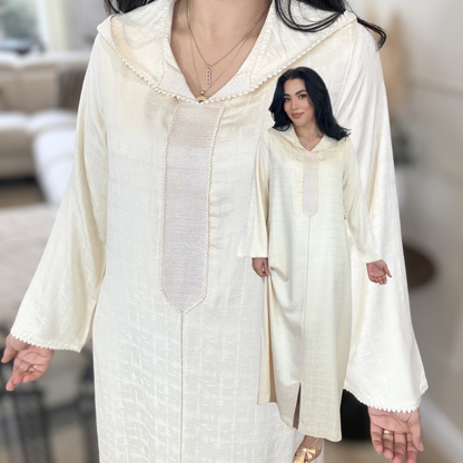 Jellaba Randa Bande Large – Élégance Artisanale