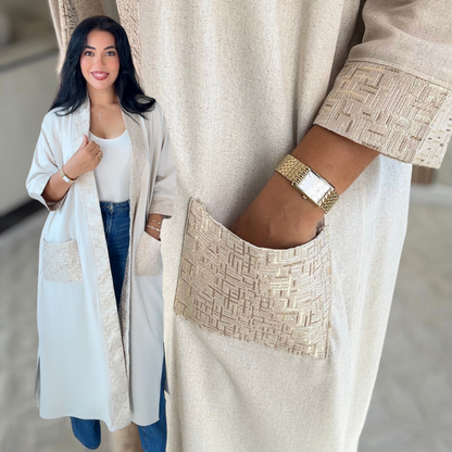 Kimono en lin – Détails Brocart