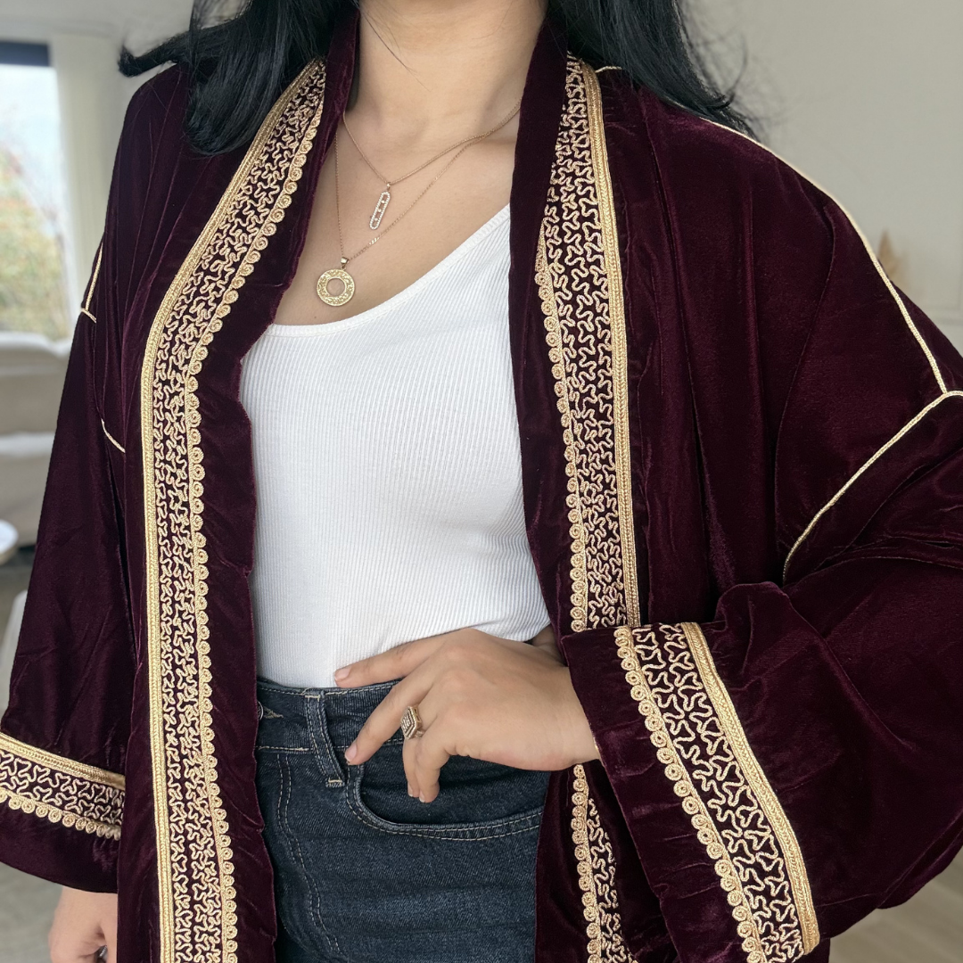 Kimono Signature en Velours – Skaali & Swa9 Lma3alam