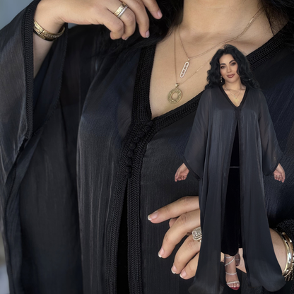 Cape Marocaine Fluide en Organza – Élégance Moderne - version longue