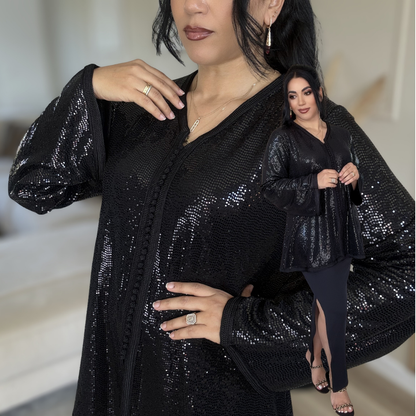 Tunique Black Glam – Modernité & Touche Marocaine