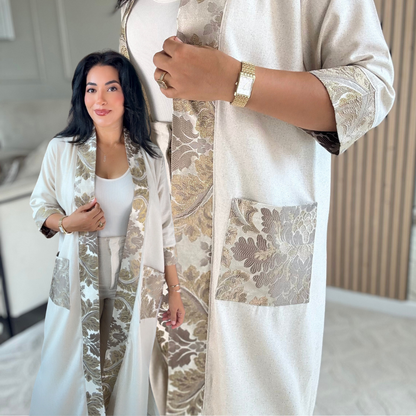 Kimono en lin – Détails Brocart