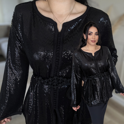 Tunique Black Glam – Modernité & Touche Marocaine