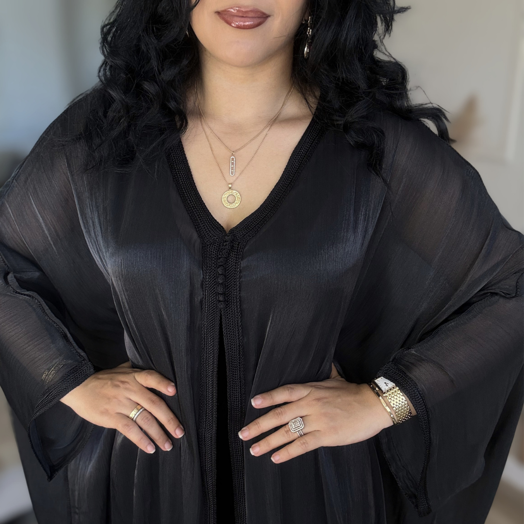 Cape Marocaine Fluide en Organza – Élégance Moderne - version longue
