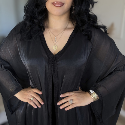 Cape Marocaine Fluide en Organza – Élégance Moderne - version longue