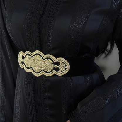 Ceinture Artisanale - Satin Noir & Skalli