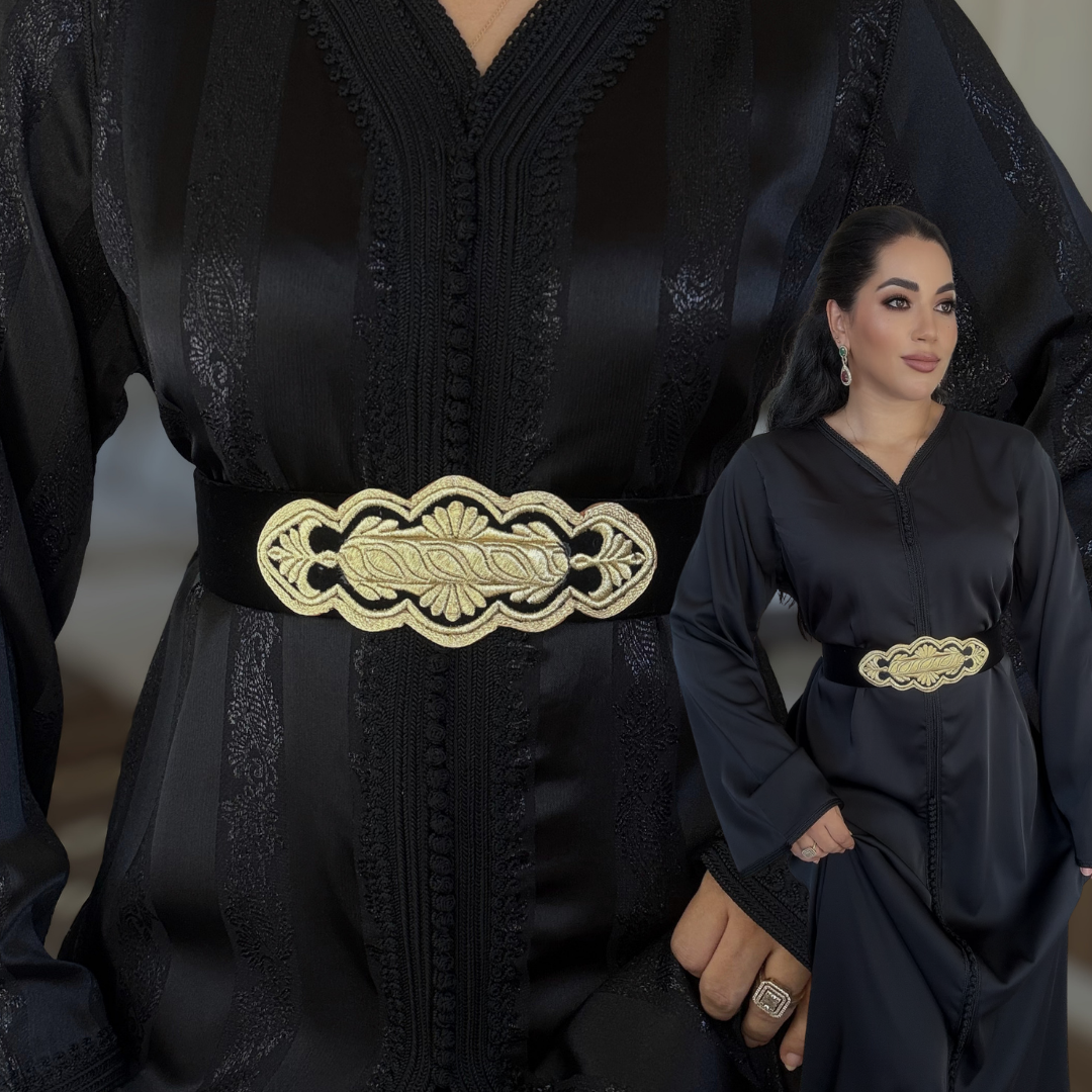 Ceinture Artisanale - Satin Noir & Skalli