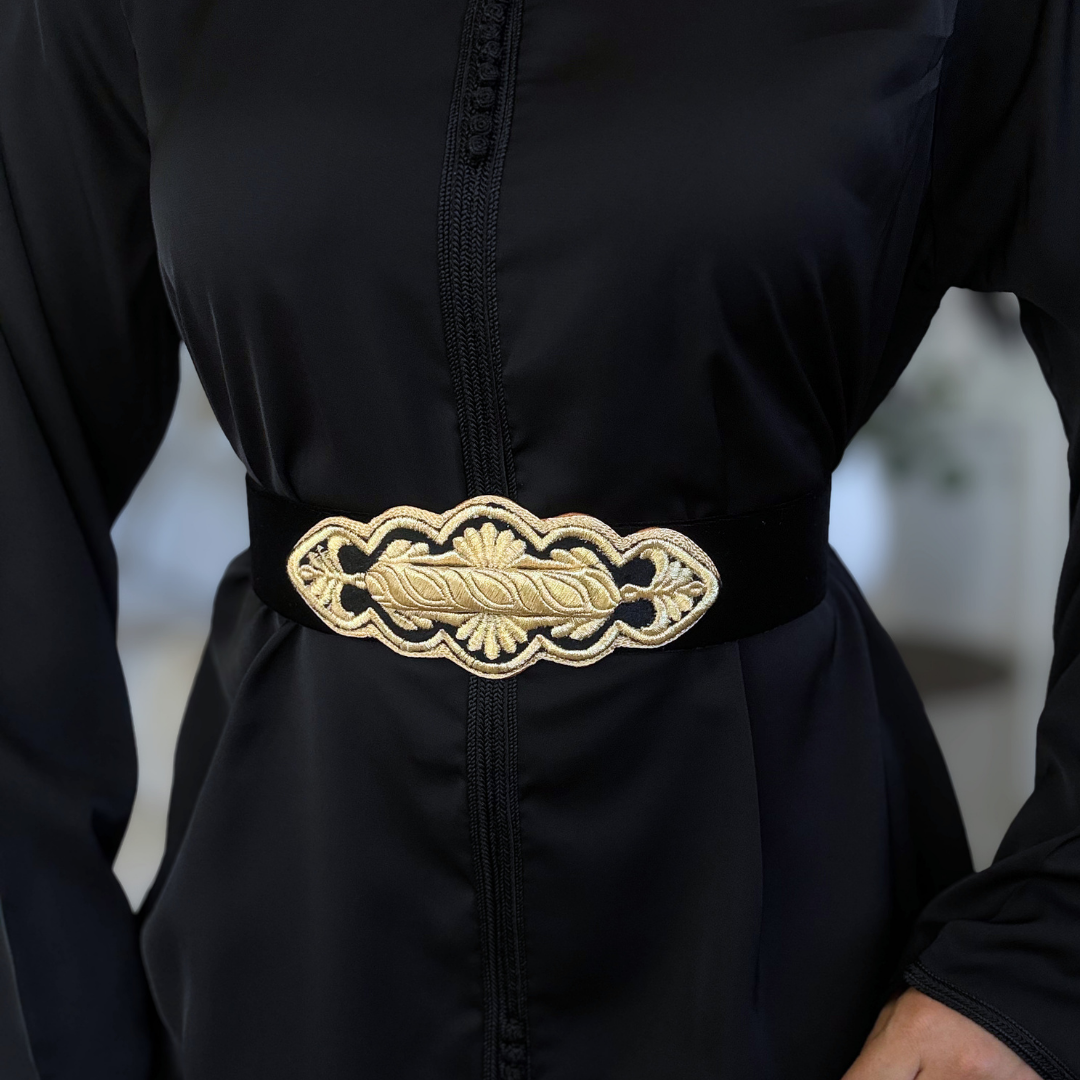 Ceinture Artisanale - Satin Noir & Skalli