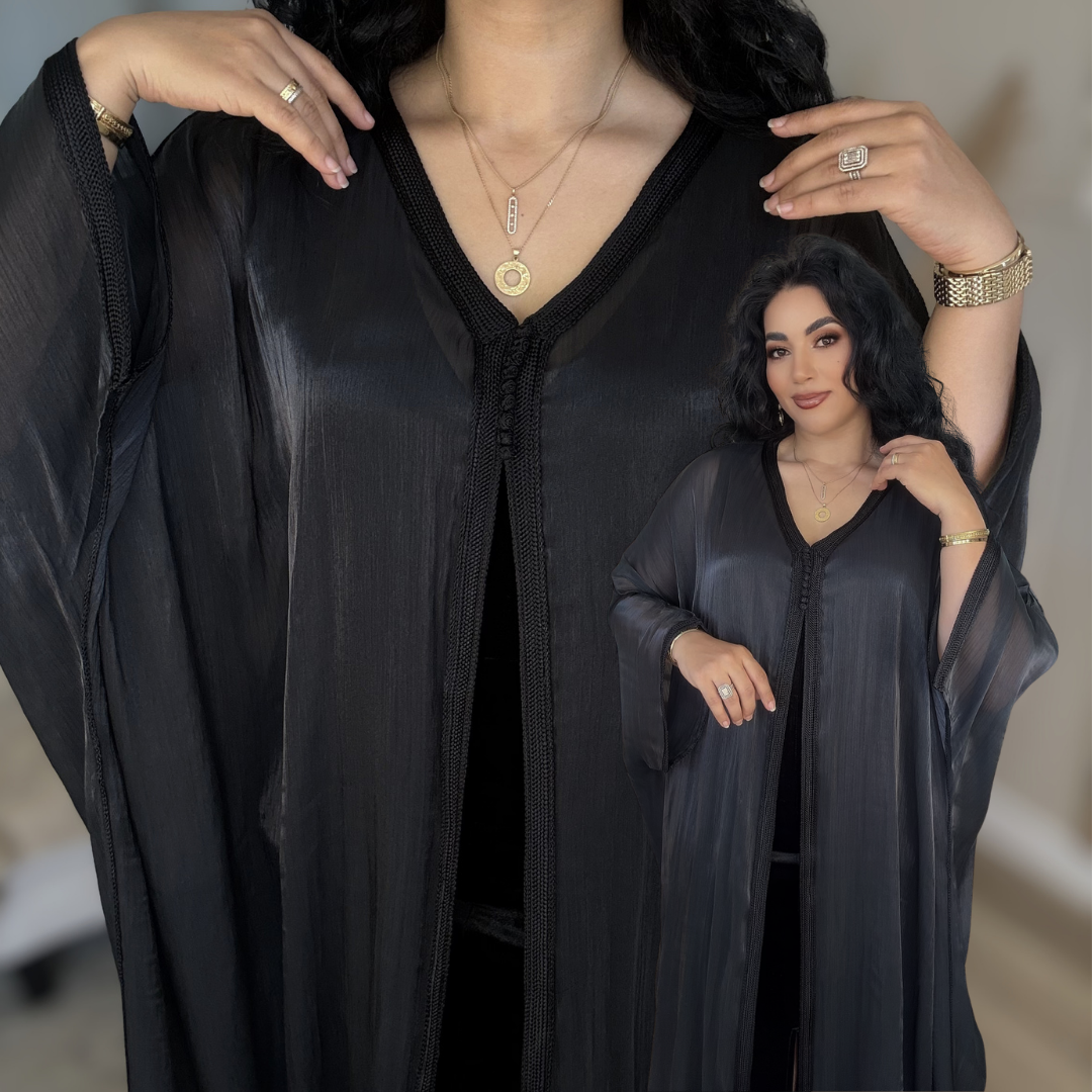 Cape Marocaine Fluide en Organza – Élégance Moderne - version longue