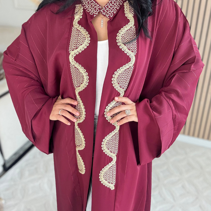 Kimono Swa9 Lmaalam – Élégance dorée en Crêpe