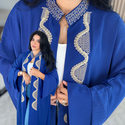 Kimono Swa9 Lmaalam – Élégance dorée en Crêpe