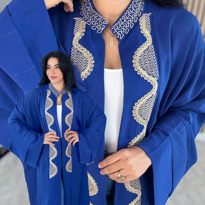 Kimono Swa9 Lmaalam – Élégance dorée en Crêpe