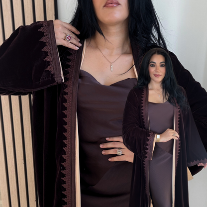 Kimono Doublé en Velours – Collection Élégance Intemporelle