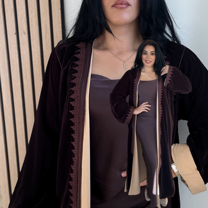 Kimono Doublé en Velours – Collection Élégance Intemporelle