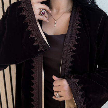 Kimono Doublé en Velours – Collection Élégance Intemporelle
