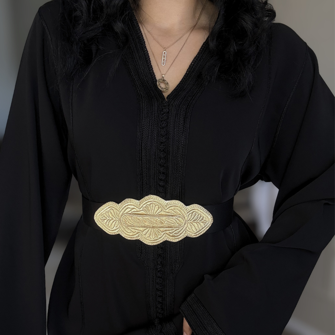 Ceinture Artisanale - Satin Noir & doré