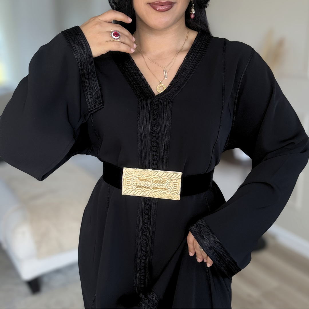 Ceinture Artisanale -  Velours Noir & Or