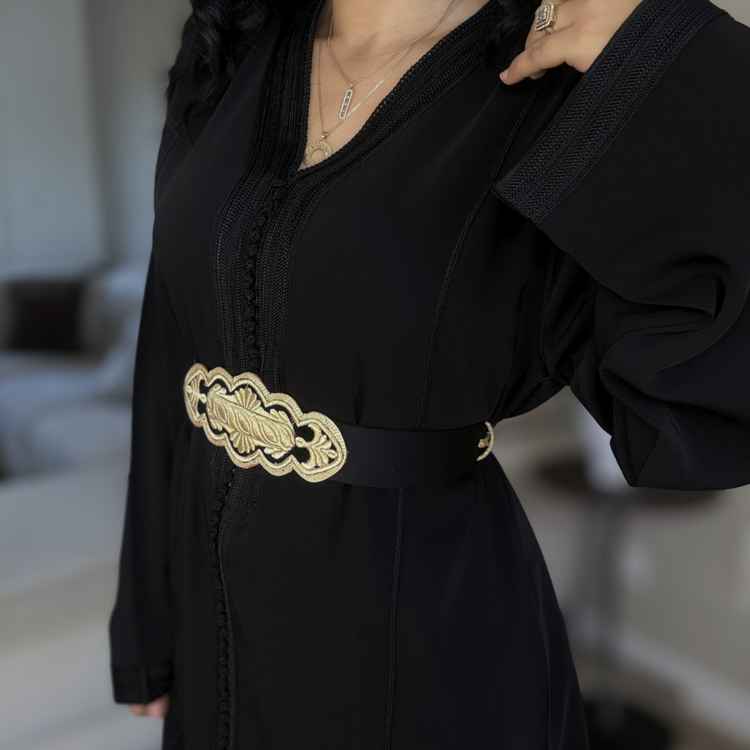 Ceinture Artisanale - Satin Noir & Skalli
