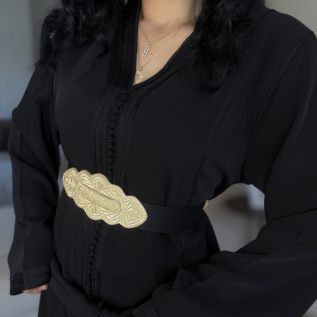 Ceinture Artisanale - Satin Noir & doré