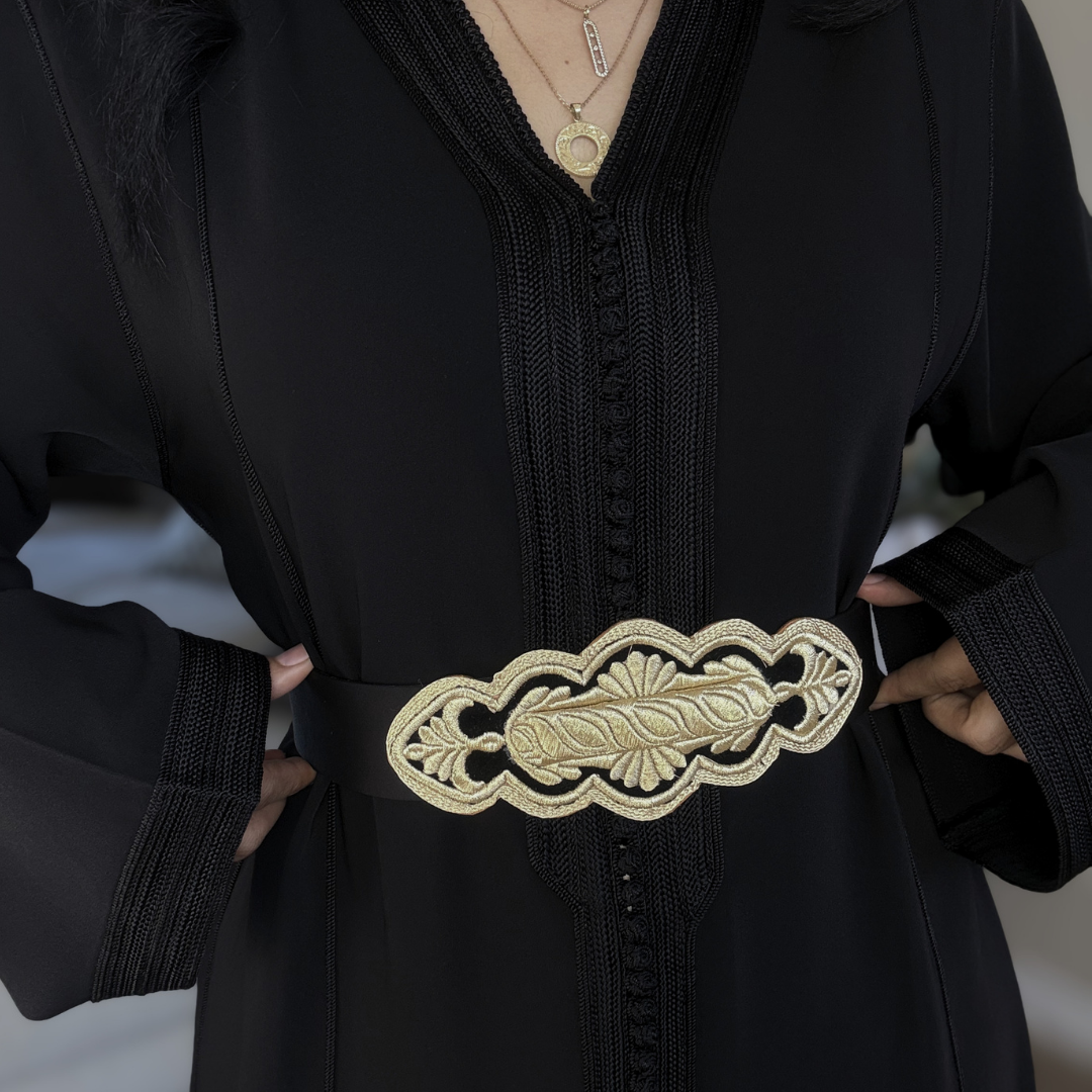 Ceinture Artisanale - Satin Noir & Skalli