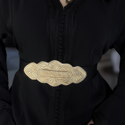 Ceinture Artisanale - Satin Noir & doré