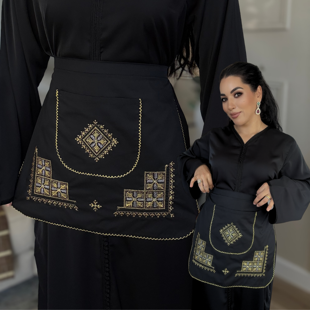 Tablier Traditionnel Marocain – Broderie Tarz 7ssab - Black Édition