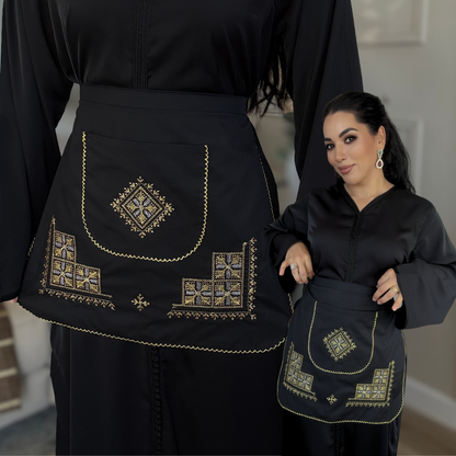 Tablier Traditionnel Marocain – Broderie Tarz 7ssab - Black Édition