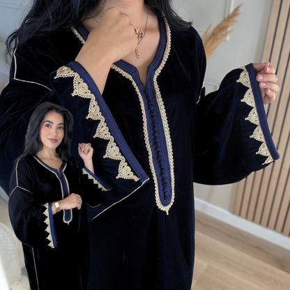 Caftan Velours “Coupe Makhzaniya” – Confort & Élégance au Quotidien