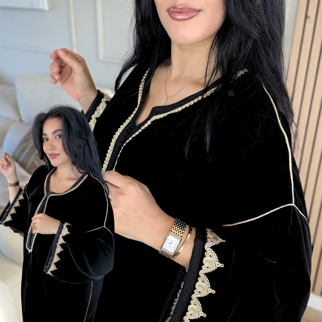 Caftan Velours “Coupe Makhzaniya” – Confort & Élégance au Quotidien