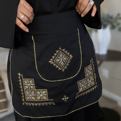 Tablier Traditionnel Marocain – Broderie Tarz 7ssab - Black Édition