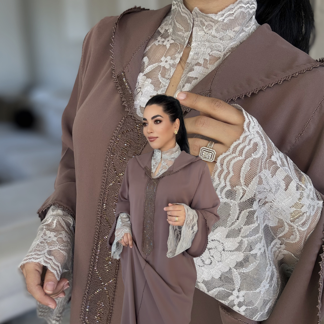 Jellaba 2 pièces Couture Randa – Élégance Intemporelle