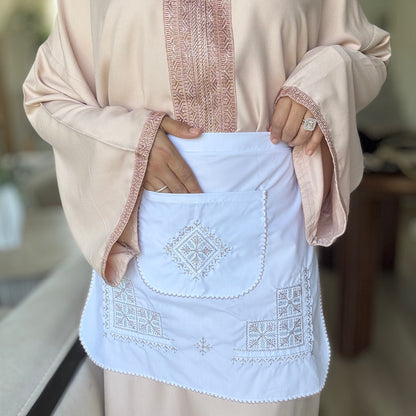 Tablier Traditionnel Marocain – Broderie Tarz 7ssab - Édition Rose Gold