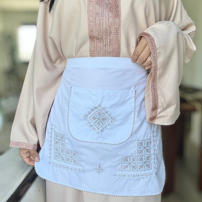 Tablier Traditionnel Marocain – Broderie Tarz 7ssab - Édition Rose Gold