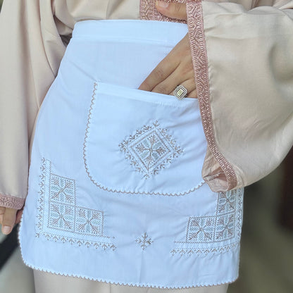 Tablier Traditionnel Marocain – Broderie Tarz 7ssab - Édition Rose Gold