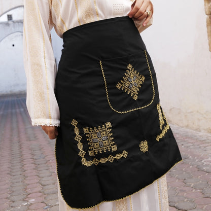 Tablier Traditionnel Marocain – Broderie Tarz 7ssab - Black Édition