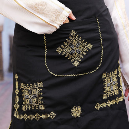 Tablier Traditionnel Marocain – Broderie Tarz 7ssab - Black Édition