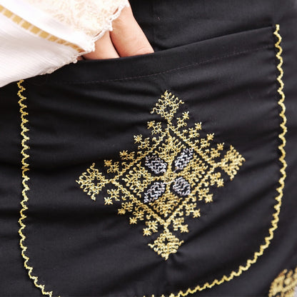 Tablier Traditionnel Marocain – Broderie Tarz 7ssab - Black Édition